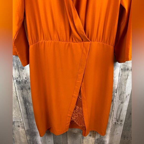 NWT Anthropologie NSR Naomi Surplice Dress in Medium Orange Size XL. - Picture 6 of 16